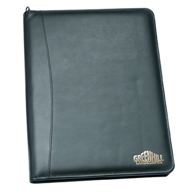 Zipped conference folder with internal multi-pockets and A4 pad - Smooth grain Melbourne leather