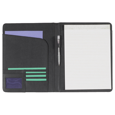Budbrooke zipped bonded leather folder with internal pockets, pen loop and A4 pad