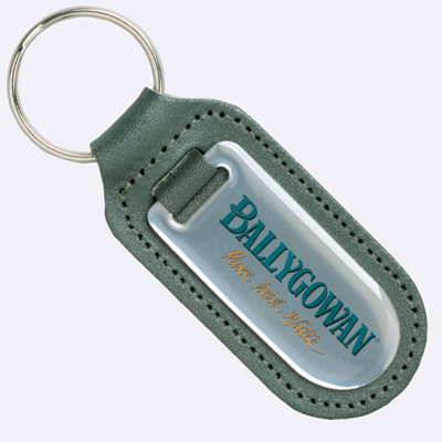 High quality leather fob with decal - polished steel