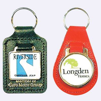 Bonded leather key fob in choice of pear or rectangular