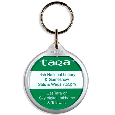 Acrylic keyring with round paper insert - 1 colour